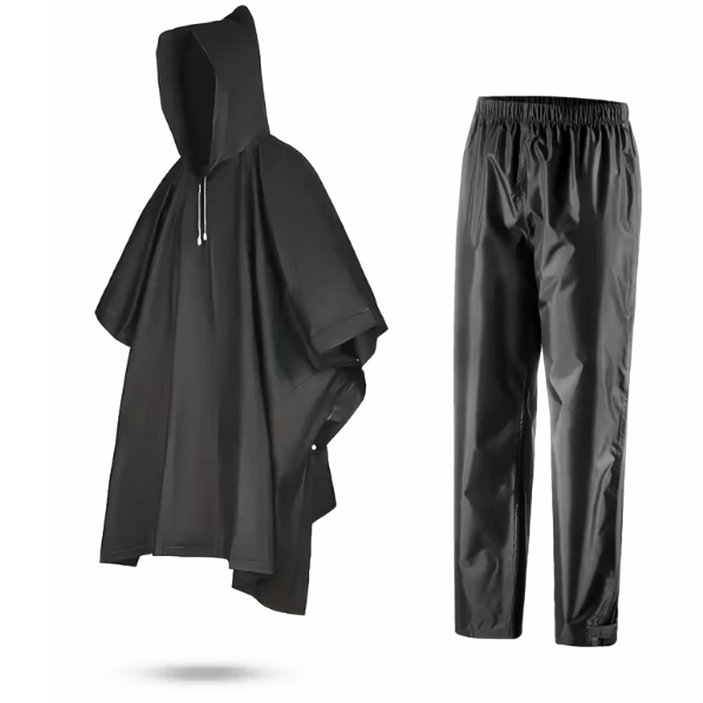 RAVU – 100 % wasserdichtes Regen-Set (Poncho & Hose, Onesize)