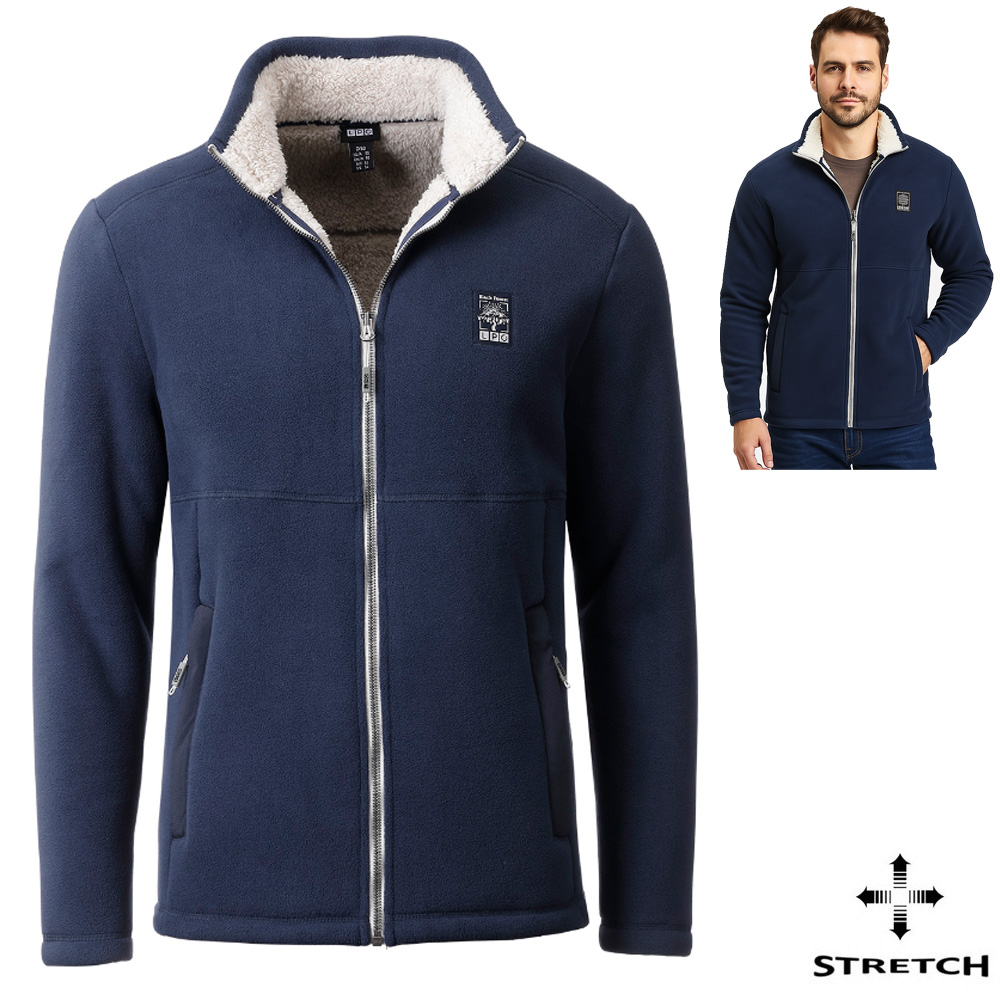LPO - funktionelle Herren Teddyfleece Hochfloor Jacke Reece, navy