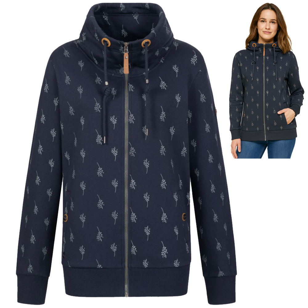 LPO - Modische Damen Sweatjacke Madlene – Hoody mit Allover-Print