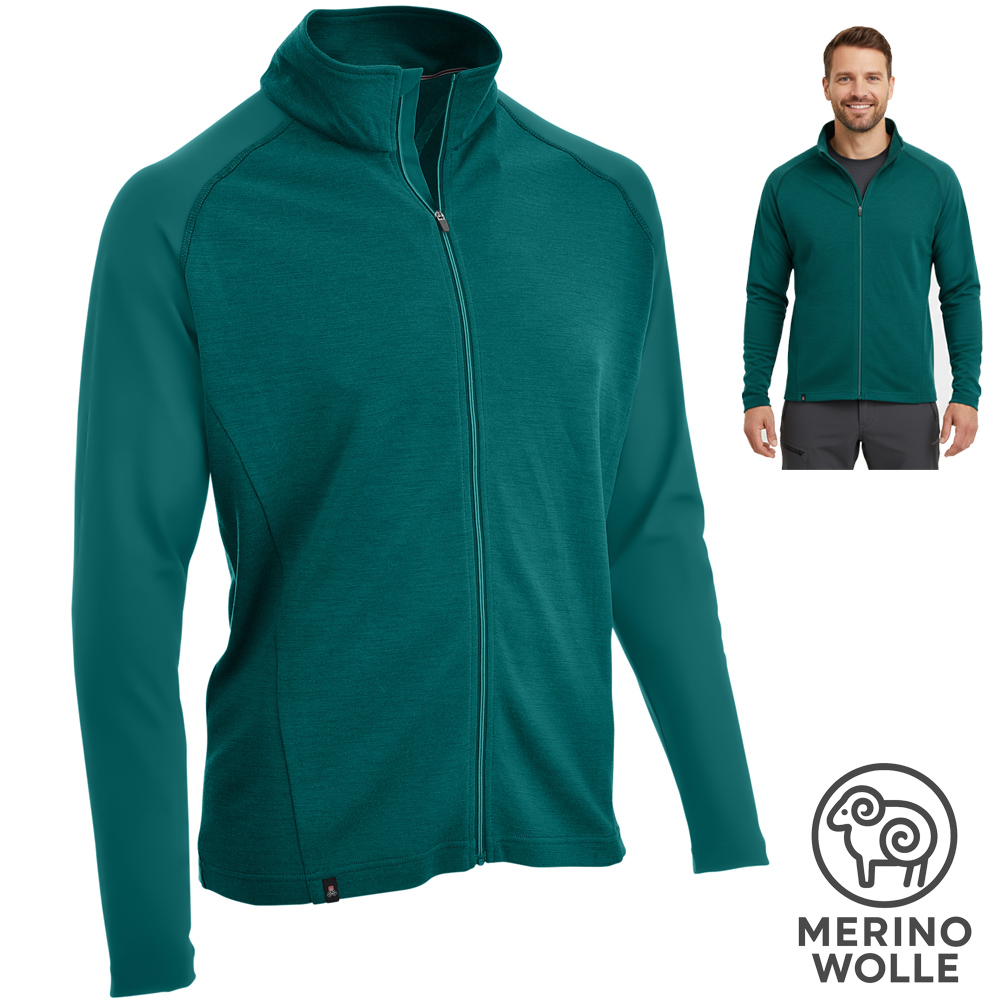 MERINOWOOL - Herren Maul Wolljacke Merino Jacke Translarna, petrol