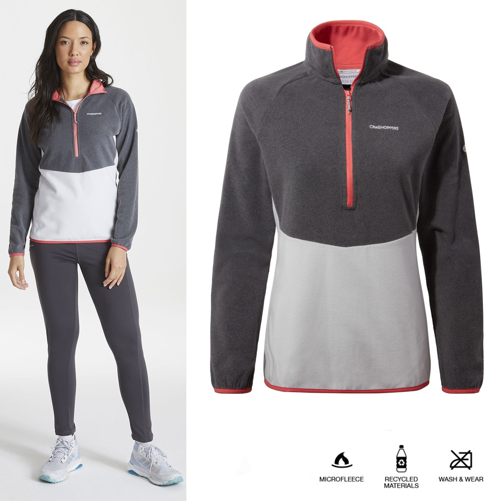 Craghoppers - Kyla HZ Damen Fleece Jacke Pullover, weiß grau