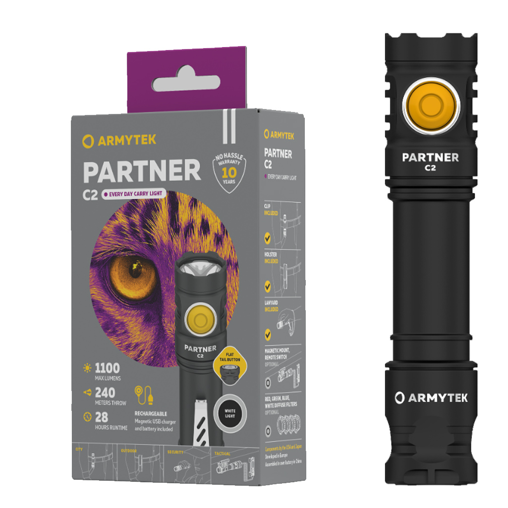 Armytek Partner C2 Magnet USB White – Taschenlampe 1240 Lumen