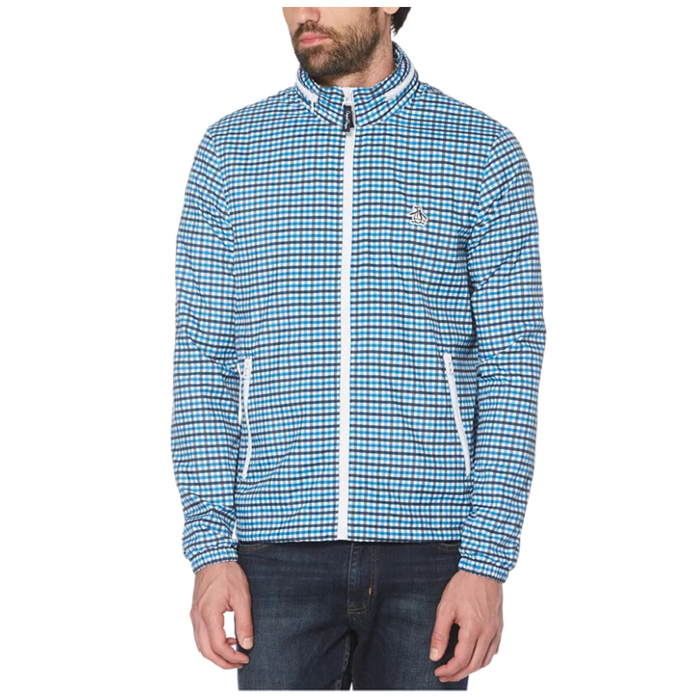 ORIGINAL PENGUIN - wasserdichte Casual Jacke Tattersall, blau