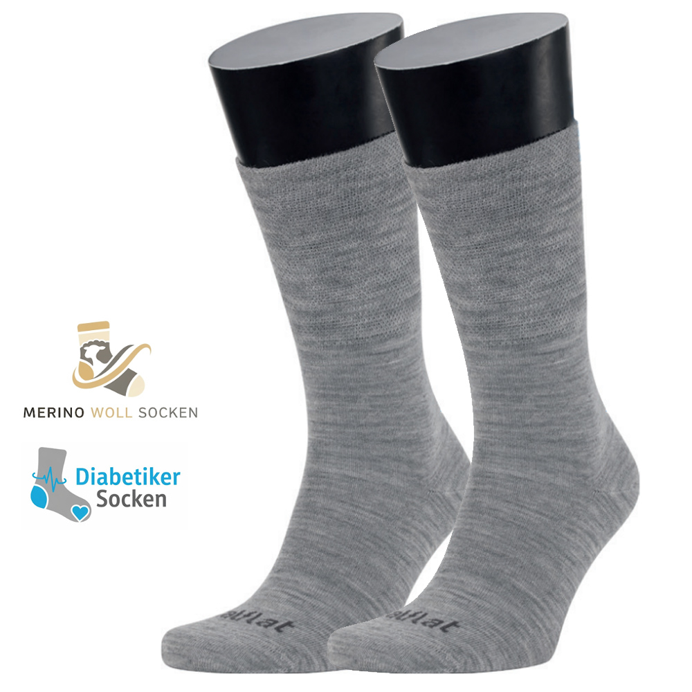 Talflat - Diabetiker Socken - WARMNESS Merino Wolle, grau