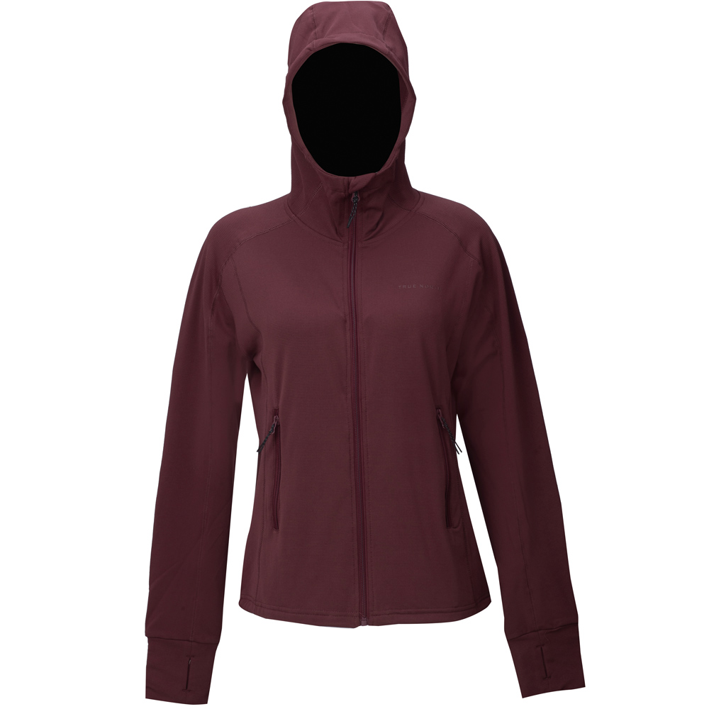 True North Damen Fleecejacke Sportjacke mit Kapuze, beere