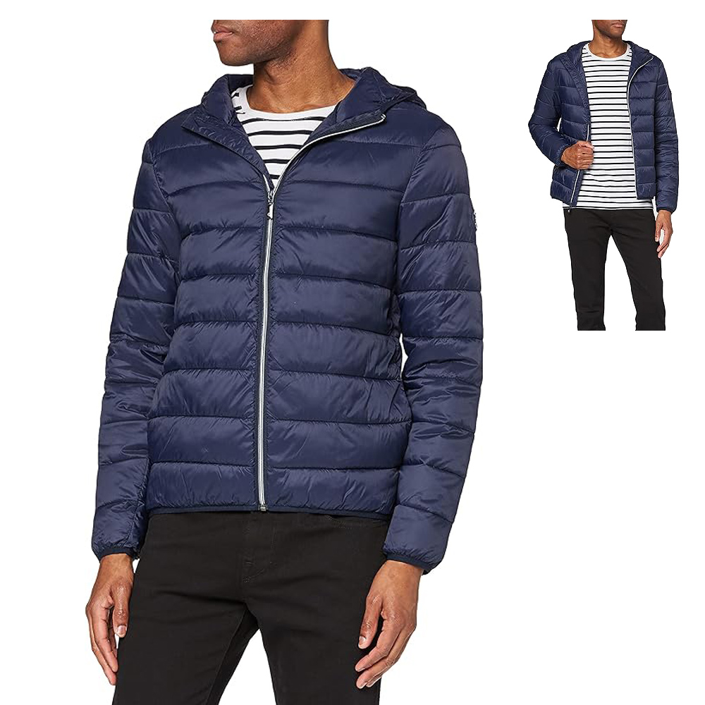 ORIGINAL PENGUIN - leichte Herren Puffer Jacke mit Kapuze, navy