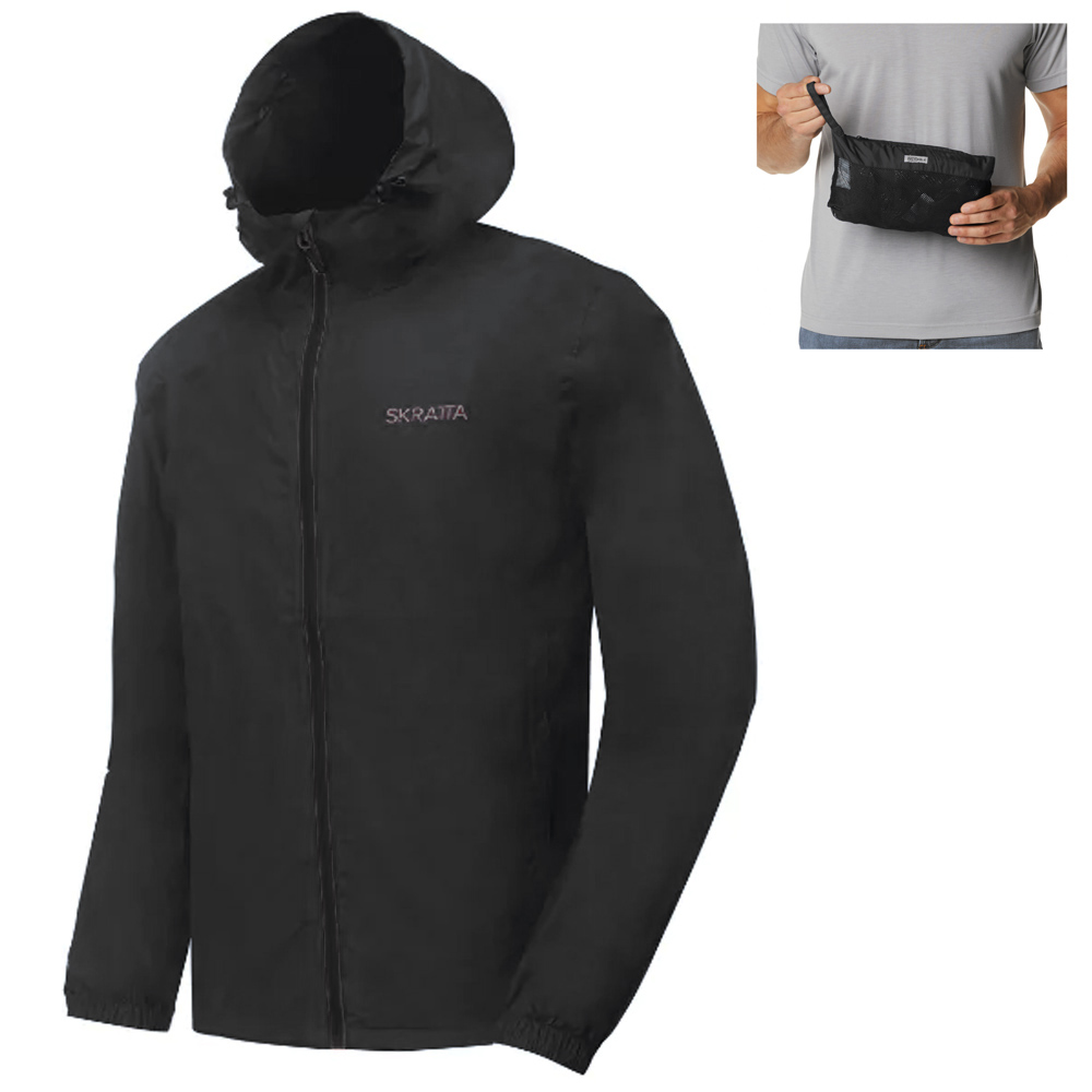 Skratta - Herren Regenjacke Windjacke Malin inkl. Beutel, schwarz