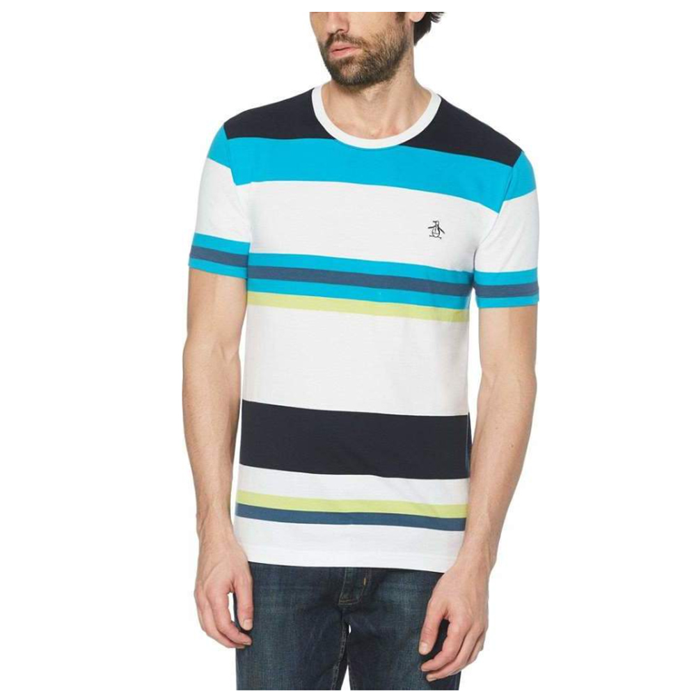 Penguin - Rayures T-Shirt aus Bio Baumwolle, weiß grün