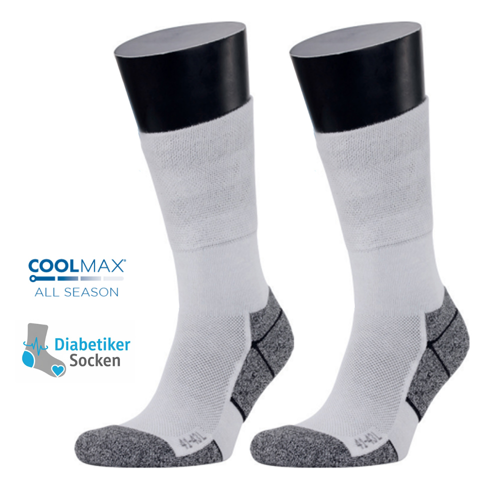 Talflat - Diabetiker Socken Coolmax SPORT Komfort und Sicherheit, weiß