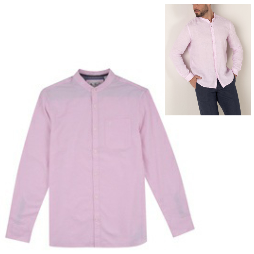 Original Penguin Blend Hemd Langarmhemd Baumwolle ohne Kragen