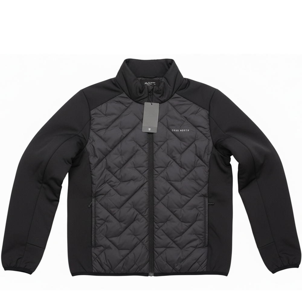 TRUE NORTH Herren Hybridjacke Schwarz – Steppjacke Herbstjacke mit Softshell