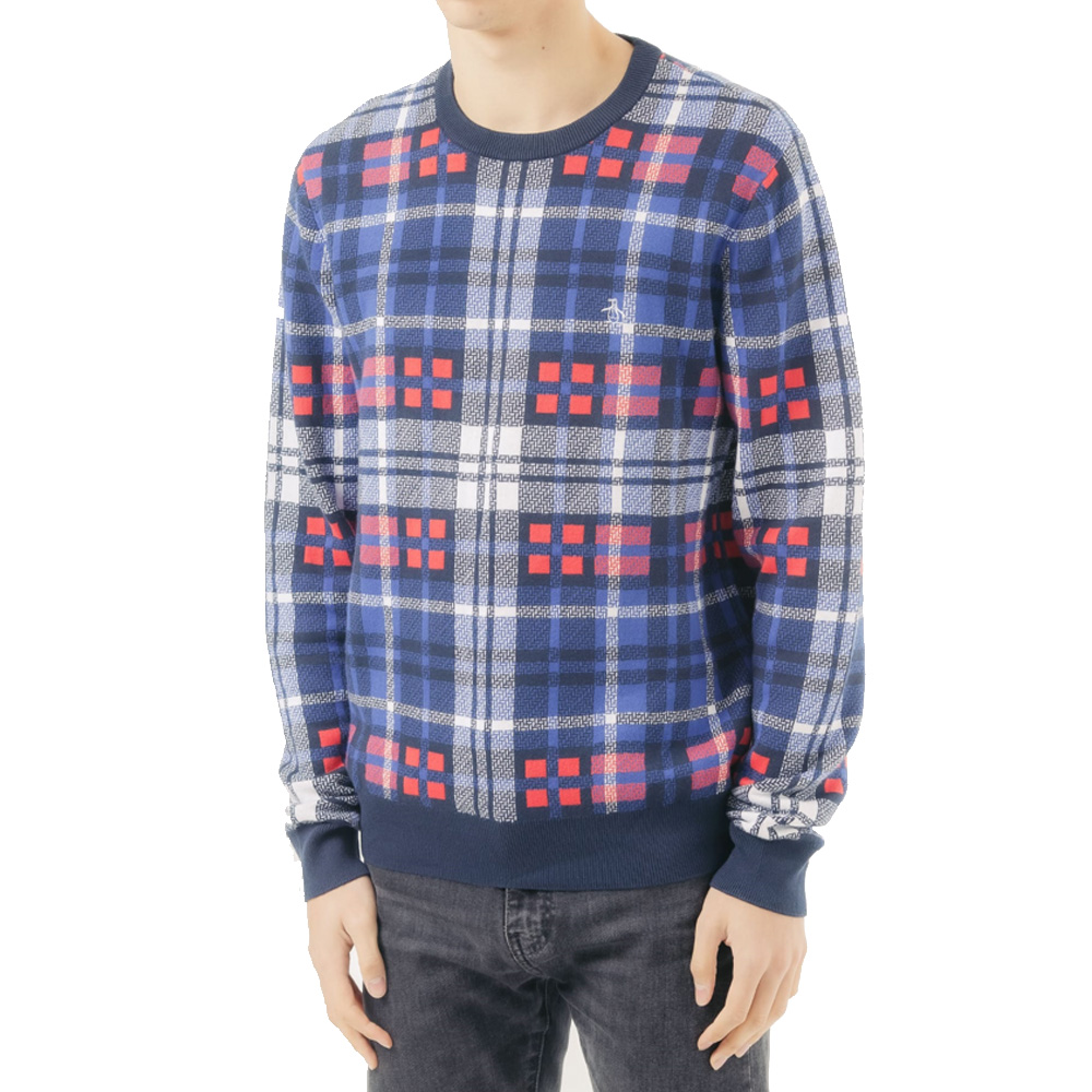 ORIGINAL PENGUIN - Herren Retro Pullover Crossed, navy red