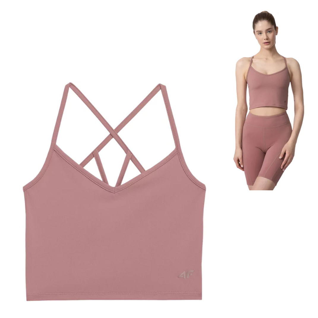 4F - Damen Sport Yoga Fitness Tank Top, rose