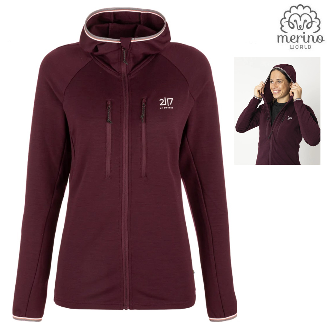 2117 of Sweden - Skaulo Merino Damen Wolljacke Sportjacke, plum