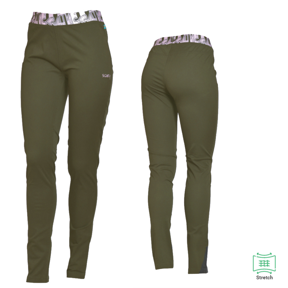 Skratta - Kaja lange Damen Outdoorhose Baumwoll Stretchhose, olive