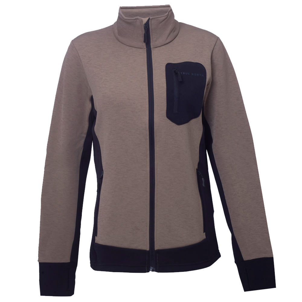 True North Damen Fleecejacke Sportjacke mit Daumenloch & Taschen, bark