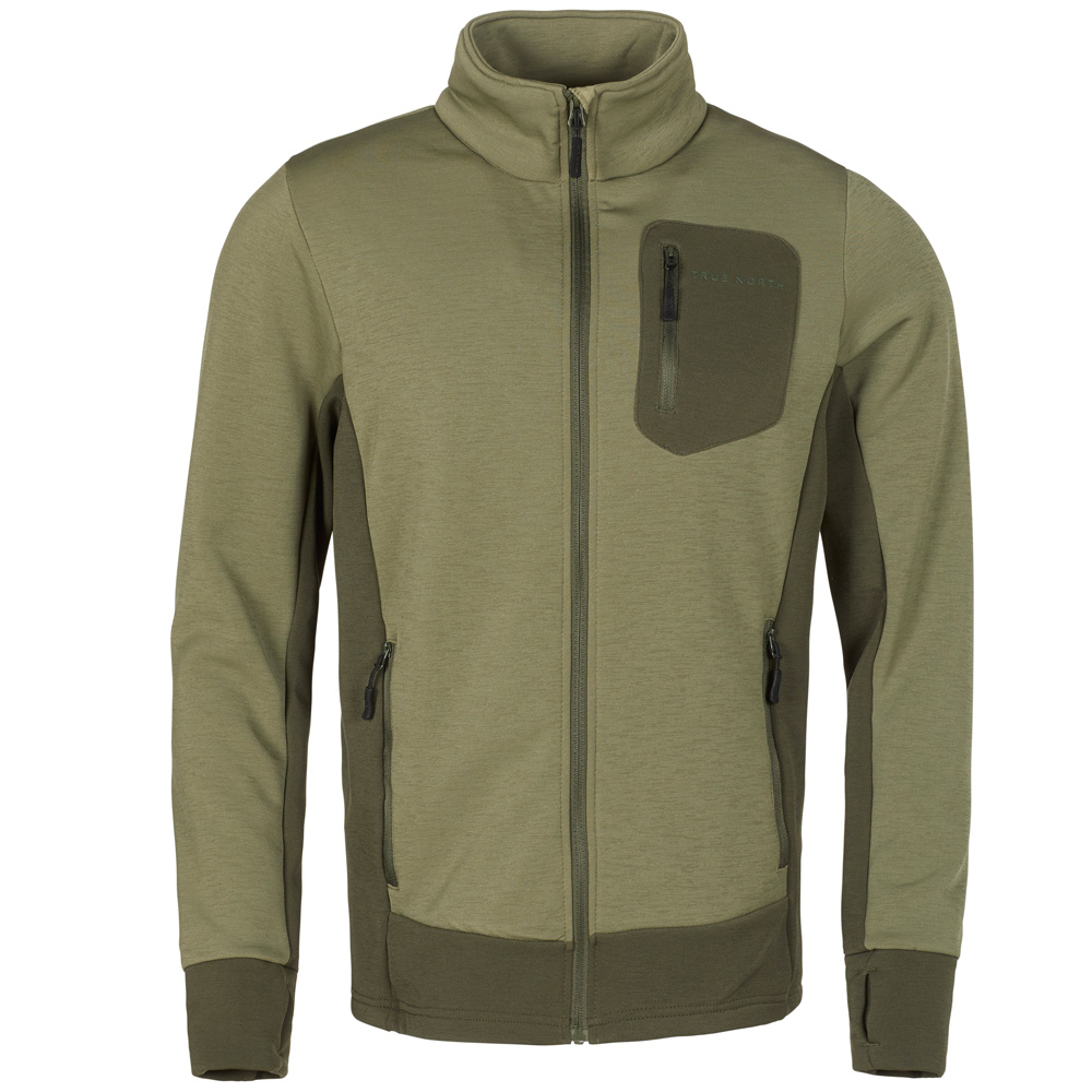 True North Herren Fleecejacke Sportjacke mit Daumenloch, grün