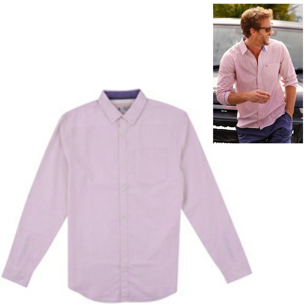 Original Penguin Blend Hemd Langarmhemd mit Kragen gestreift