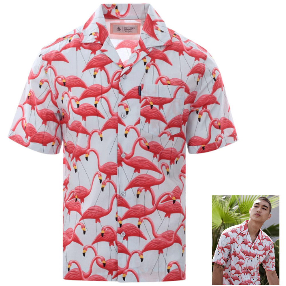Penguin - Original Herren Flamingo Button-Down Hemd Baumwolle