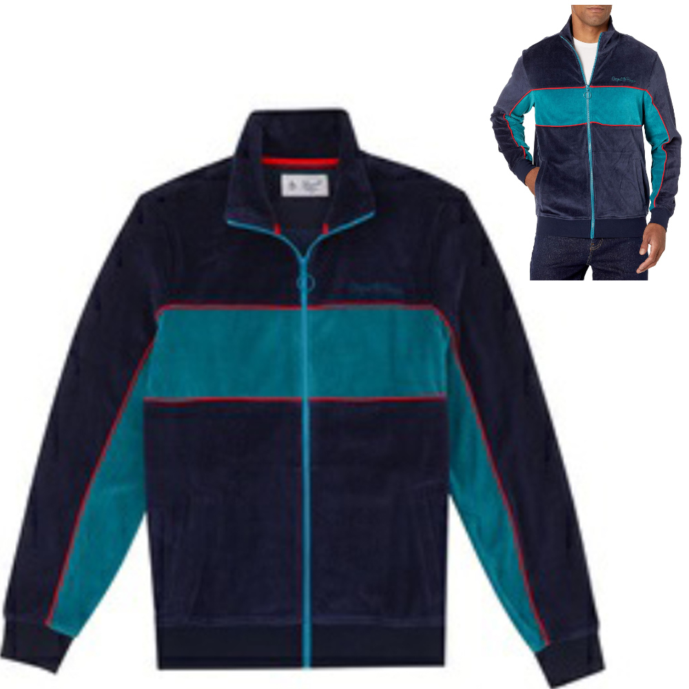 ORIGINAL PENGUIN - Herren Fleece Track Jacke Sportjacke, navy