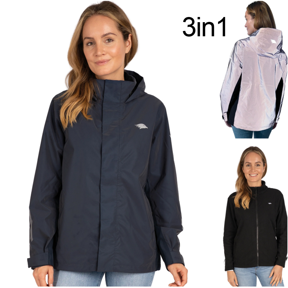 Valkental 3in1 Smart Jacket Damen | Reflektierende Outdoorjacke, navy