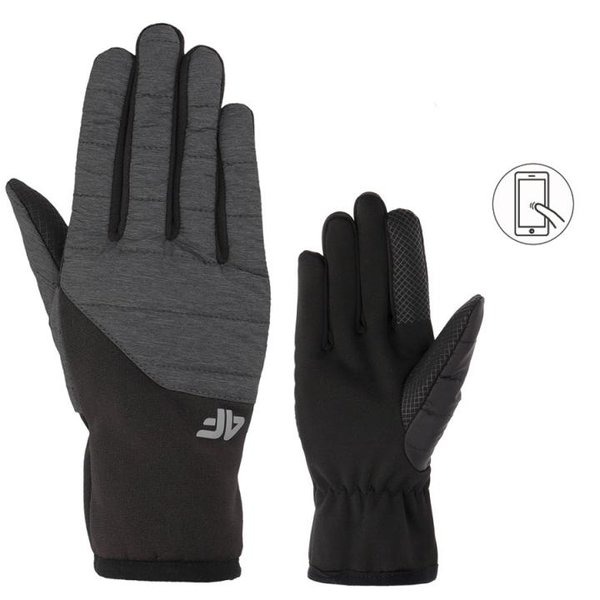 4F - wattierte Sport Handschuhe - Winterhandschuhe, schwarz grau
