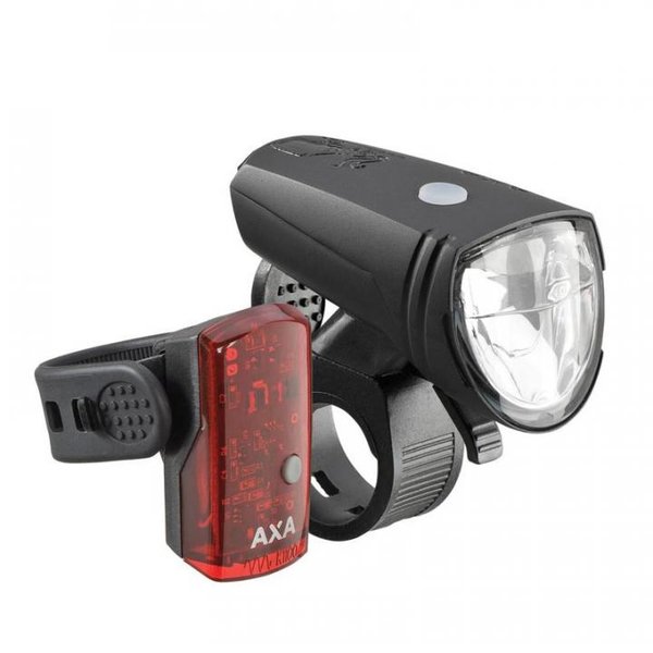AXA Fahrradbeleuchtung Greenline Set 15, Front- und Rücklicht, LED, 15 Lux, USB aufladbar