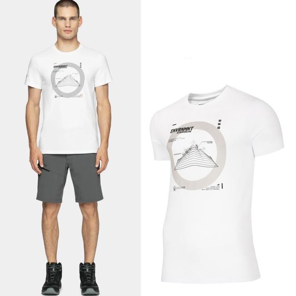 4F - Herren T-Shirt Baumwolle - weiß