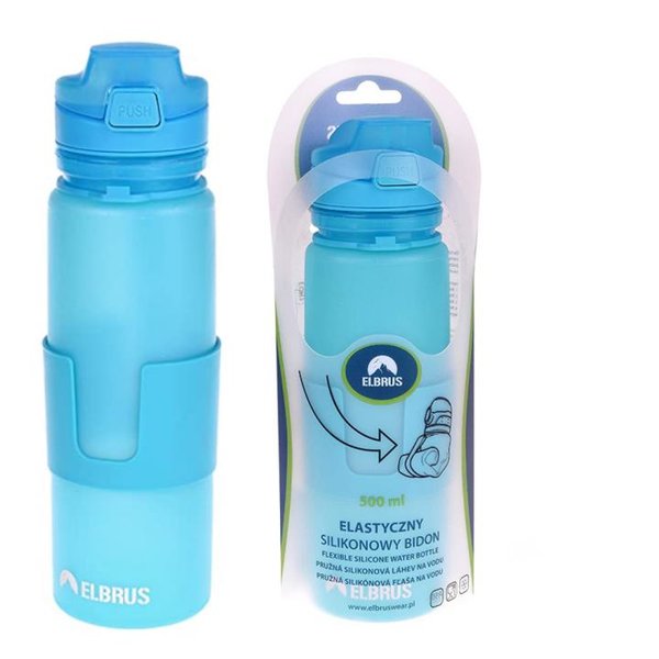 Elbrus Faltbare Flasche Faltflasche Trinkflasche Wasserflasche 500ml, blau