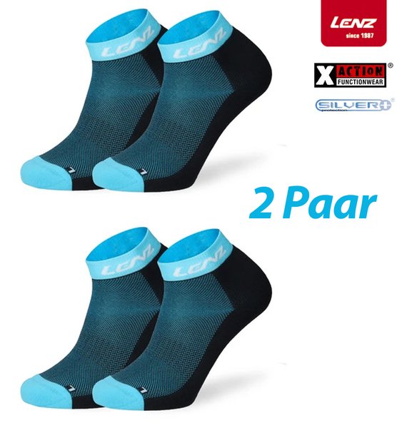 Lenz - 2 Paar - funktionelle Sportsocken - Laufsocken - 3D Stricktechnik - Perfomance - blau