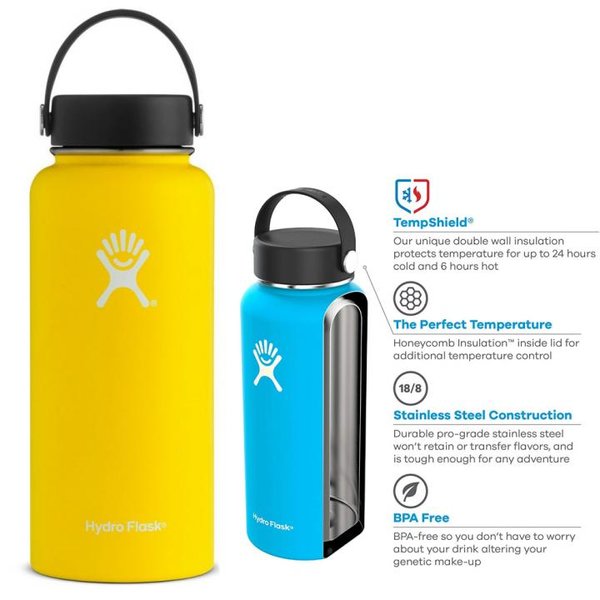 Hydro Flask – Wide Mouth Trinkflasche - gelb 591 ml