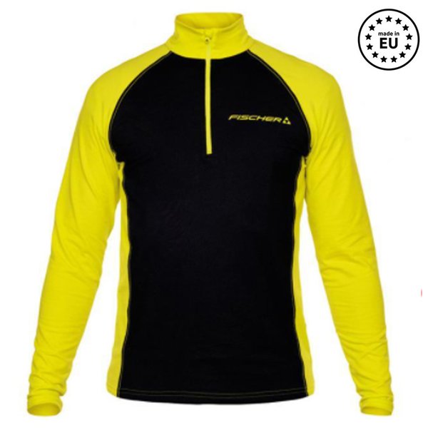 Fischer - Herren Planica Shirt Zip Longshirt Funktionsshirt, gelb schwarz