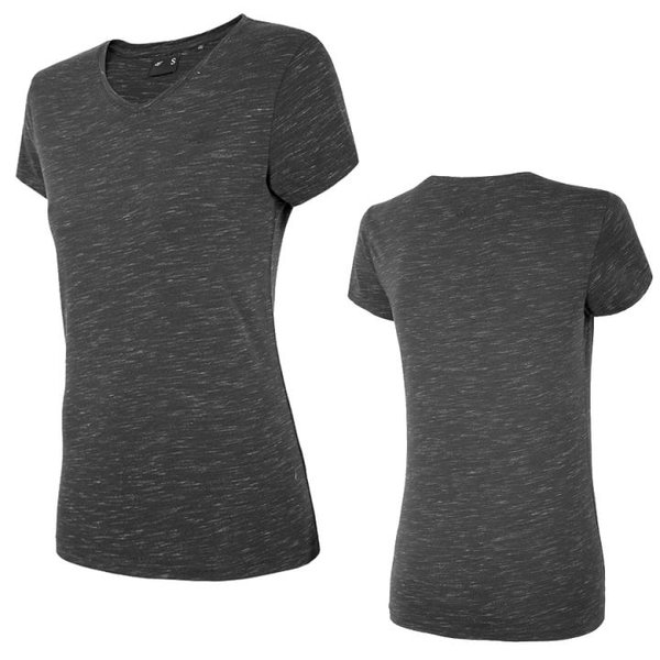 4F- Damen Basic T-Shirt - schwarz melange