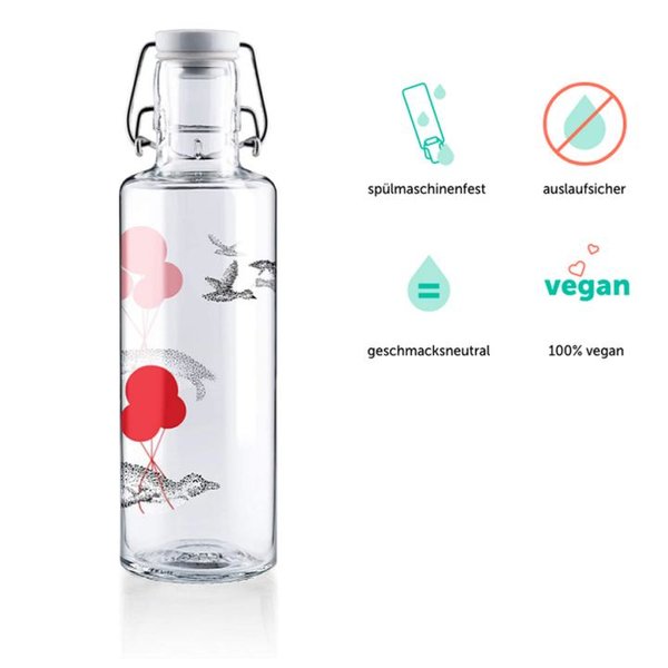 Soulbottles 0,6l • Waterworld • Trinkflasche aus Glas • plastikfrei, nachhaltig, vegan - pinguine