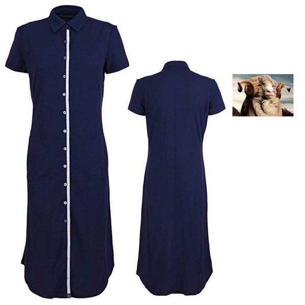 super.natural Damen W Waterfront Piquet Dress Merino Kleid, navy XS 34