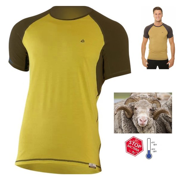 Lasting - Herren Merino Shirt OTO 160g Merino Wool, braun gelb