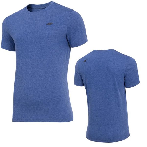 4F - Herren Sport T-Shirt Baumwolle - blau melange