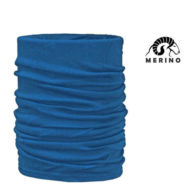ARECO - MERINO Multifunktions-Halstuch Mütze Schal Neckwarmer - blau