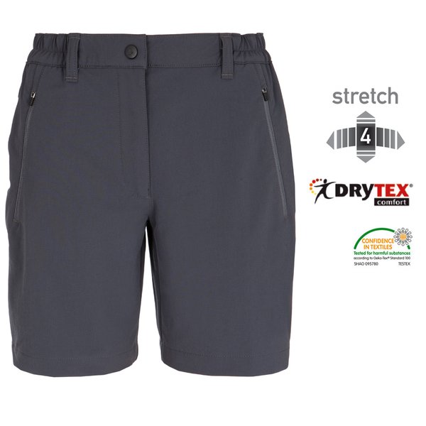 Silverpoint - Damen 4Wege-Stretch Shorts kurze Trekkinghose Drytex - grau