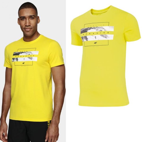 4F - Lost in Paradise - Herren T-Shirt Baumwolle - gelb