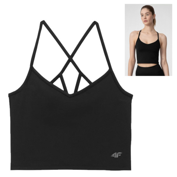 4F - Damen Sport Yoga Fitness Tank Top, schwarz