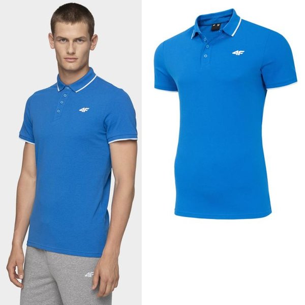 4F - Herren Poloshirt - Baumwolle - blau