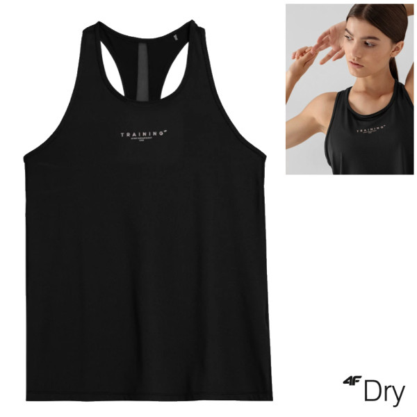 4F DRY - Damen Fitness Tank Top - Sportshirt, schwarz