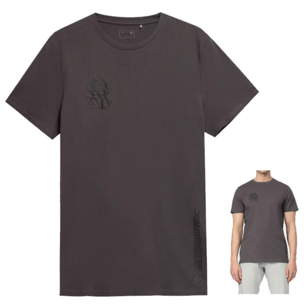4F - Herren T-Shirt Baumwolle mit Print, grau