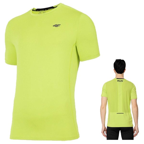 4F RUNNING - Herren Sport T-Shirt technisches Shirt, neongrün