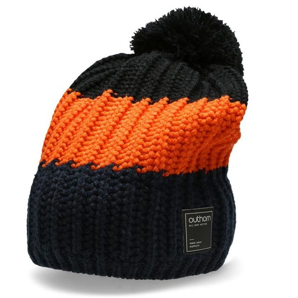 Outhorn - Strickmütze mit Bommel - schwarz/orange
