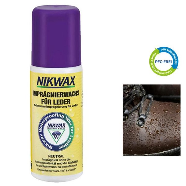NIKWAX Lederwax Schuhpflege, farblos, Schwammimprägnierung, 125ml