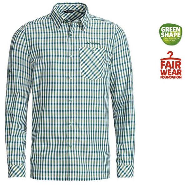 VAUDE Herren Albsteig Ls Hemd Outdoorhemd langarm, grün weiß, 58 3XL