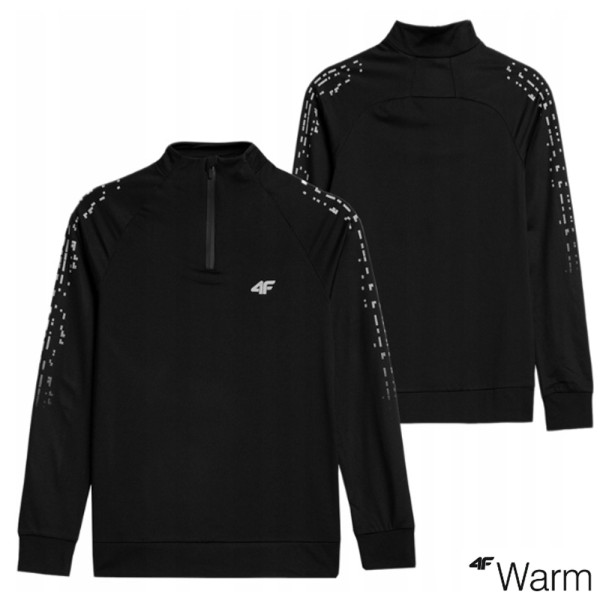 4F warm - Kinder funktionelles Longshirt Zip Shirt, schwarz