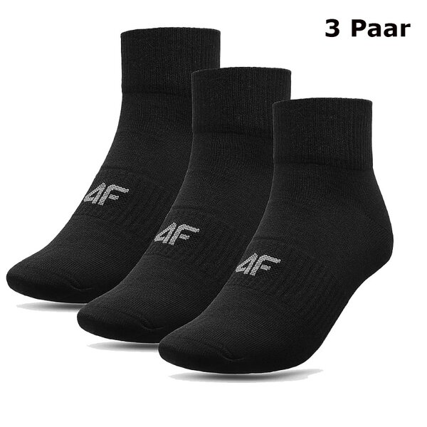 4F - 3er Pack Baumwollsocken, Allround Socken, schwarz